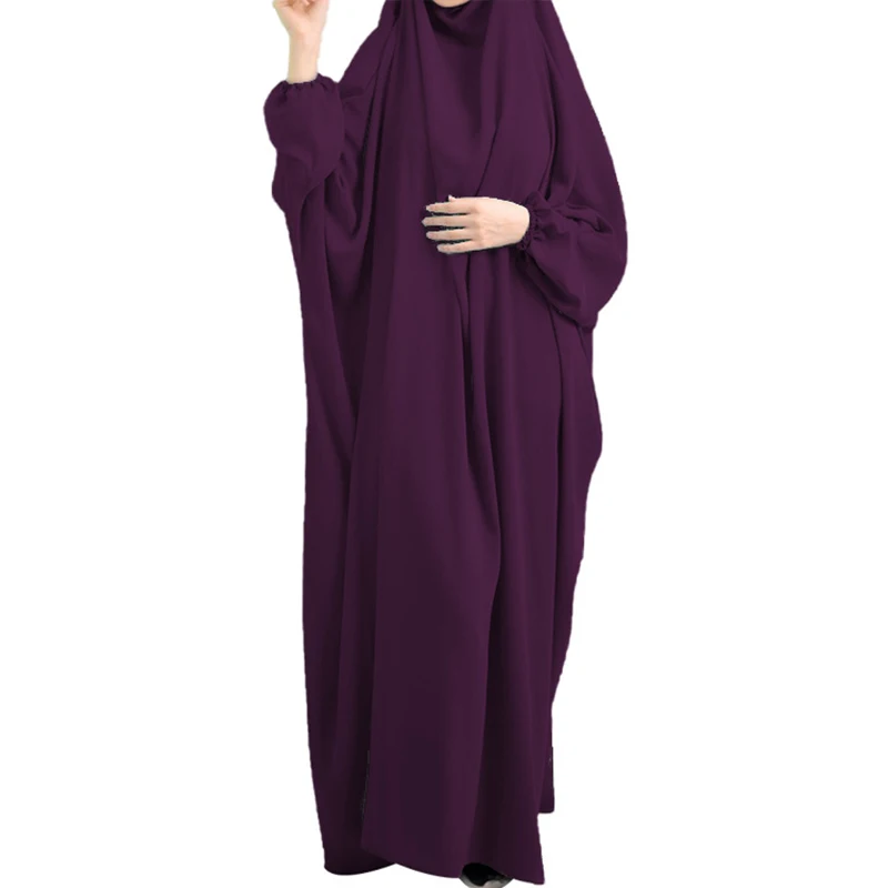 Новинка 2021, мусульманская молитвенная одежда, женское платье с капюшоном, арабское однотонное женское Свободное платье с рукавом летучая м...