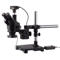 7x 45x black trinocular stereo zoom microscope on single arm boom stand 144 direction adjustable led ring light usb3 0 16mp
