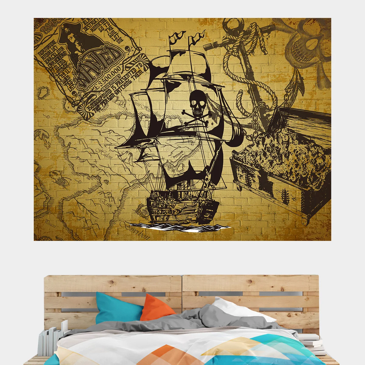 

Pirates of The Caribbean Movie Poster Wall Cloth Background Cloth Bar University Dormitory Room Bedroom Bedside Tapestry