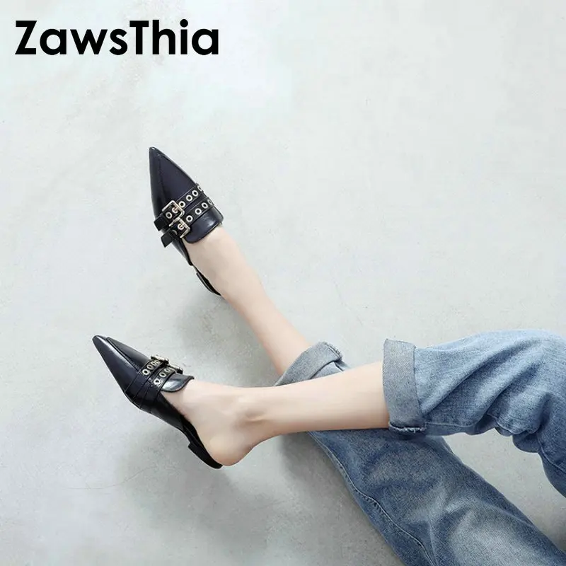 Женские шлепанцы ZawsThia заостренный носок уличные тапочки повседневная обувь на