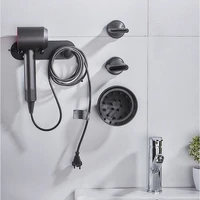 wall mounted holder for dyson supersonic hair dryer self adhesive wall hanging power plug diffuser and nozzles organizer