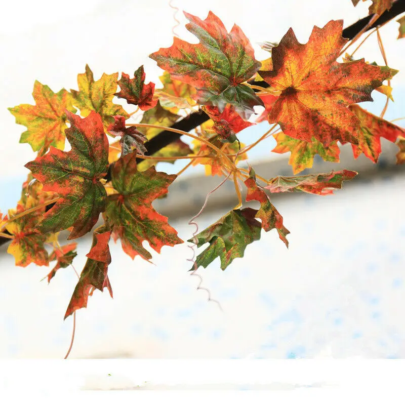 8 футов искусственные Подвесные Растения лоза осень клен оставьте гирлянду