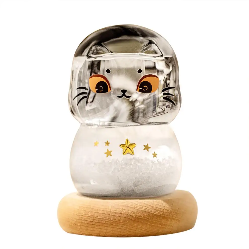 

Метеостанция Storm Glass, прогноз погоды, украшение, элегантные кошачьи формы, мини барометр в бутылках с резной деревянной основой