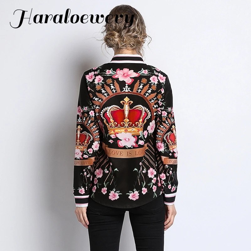 2019 Spring Autumn Long Sleeve Shirt Womens Tops And Blouses Luxury Print Vintage Blouse Ladies Office Blusas Feminina |
