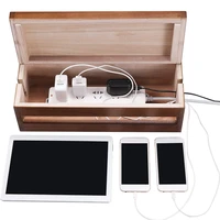 cable management box wooden cord organizer box for extension cord power stripe surge protector wire
