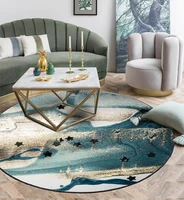 art watercolor blue green abstract metal wind circular living room bedroom non slip mat carpet customizationcustom size