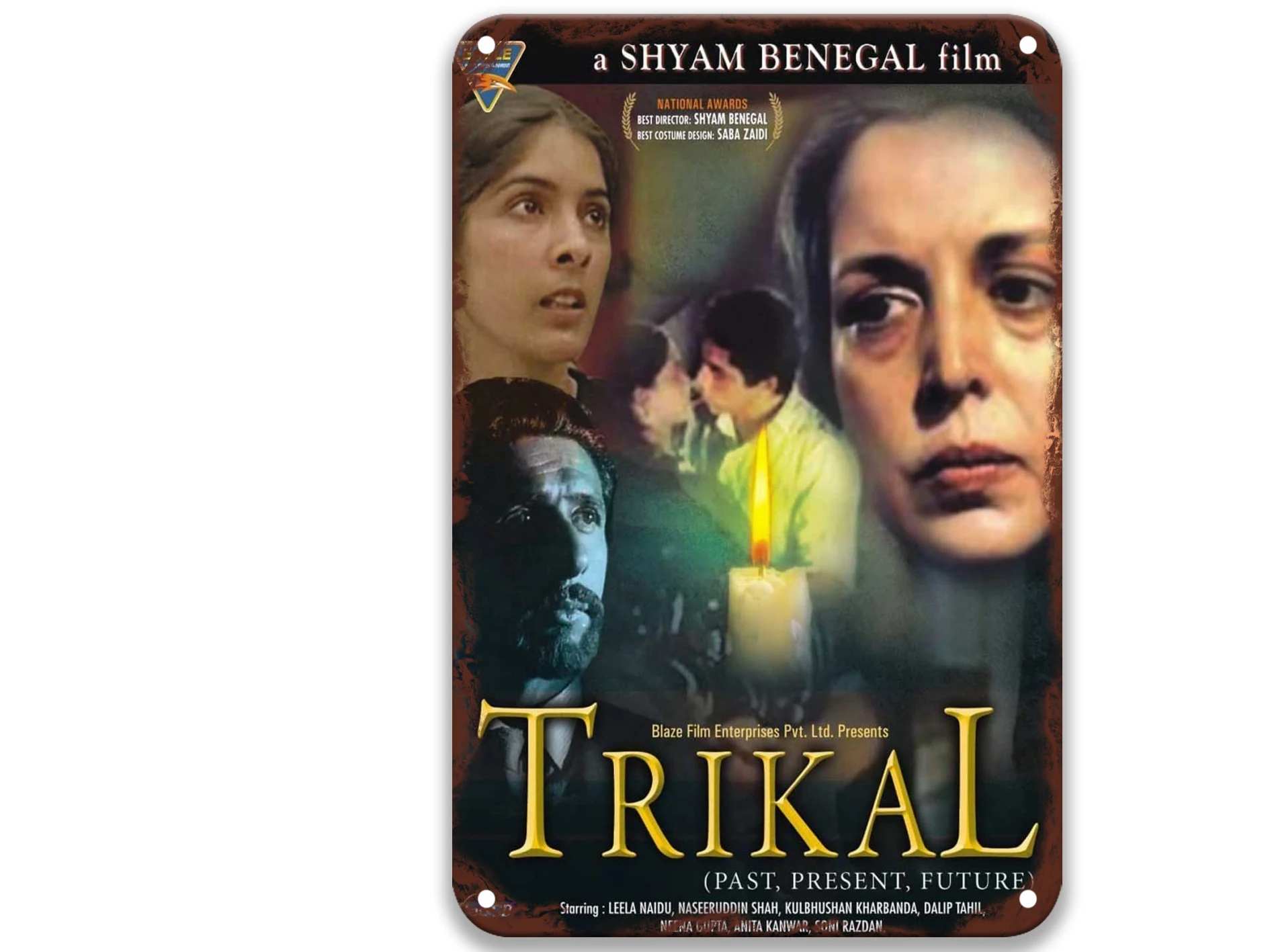 

Trikal (Past, Present, Future) (1985) Retro Metal Tin Signs Movies Kitchen Art Metal for Home Decoration 8x12 Inches