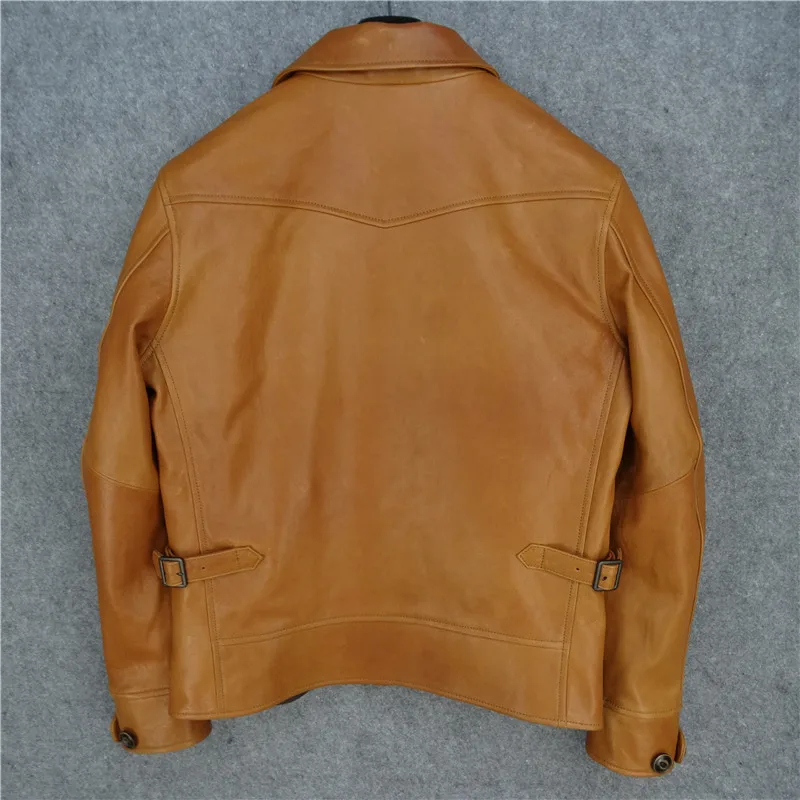 

horsehide Free shipping.Brand classis Cossack coat,man genuine Jacket,quality men's slim japan style leather clothes