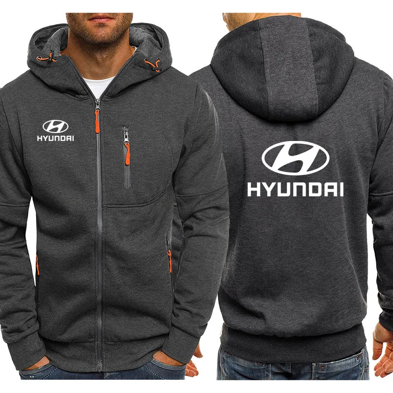 

Мужская повседневная толстовка с капюшоном, куртка на молнии с длинным рукавом и принтом логотипа автомобиля Hyundai Motor, одежда в стиле Харадзюку, 2021