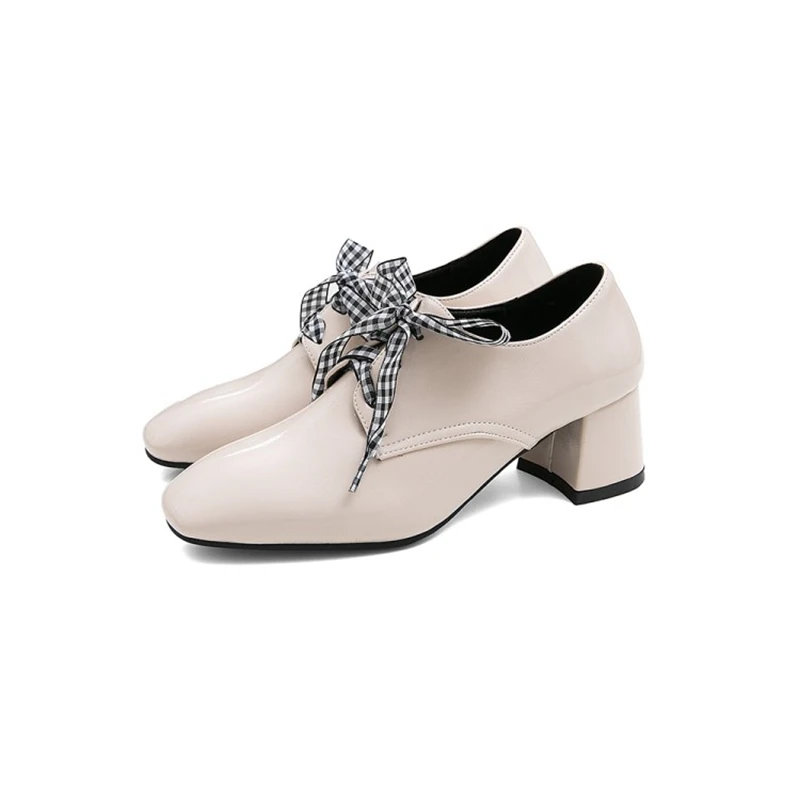 

BLXQPYT 2020 New Spring Autumn Patent Leather High Heel Women Fashion SquareToe Pumps wedding party dance shoes size 30-50 158-1