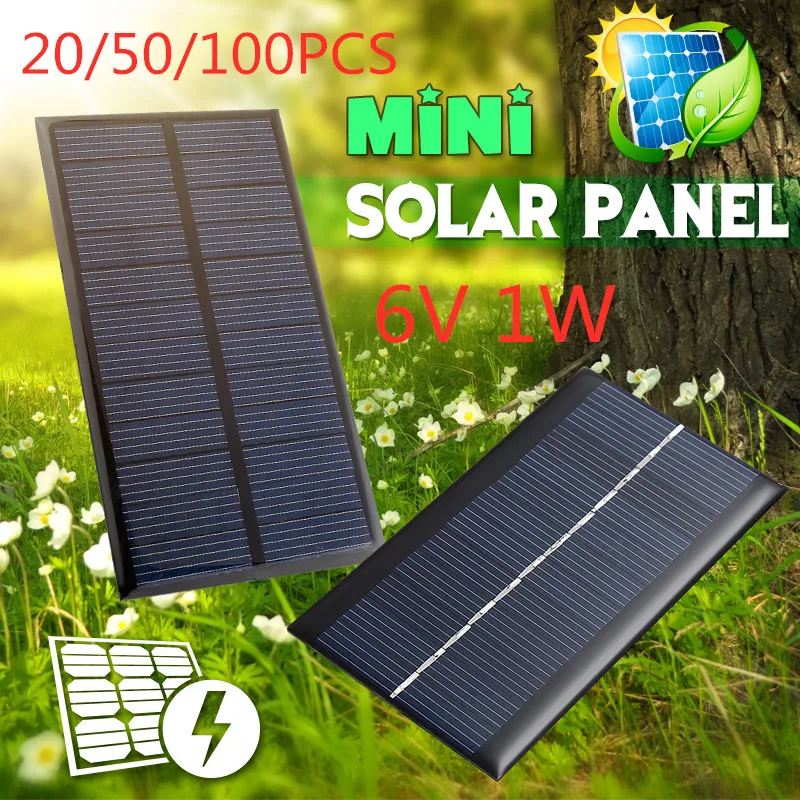 20/50/100 6V 1W Solar Panel System Module DIY Power Bank For Battery Cell Phone Toys Chargers Portable Drop Shipping | Электроника