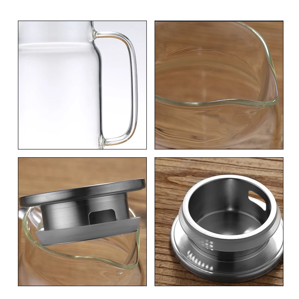 

Teapot Glass Tea Maker Large Capacity Heat Resistant Juice Bottles with Removable Stainless Steel Cover