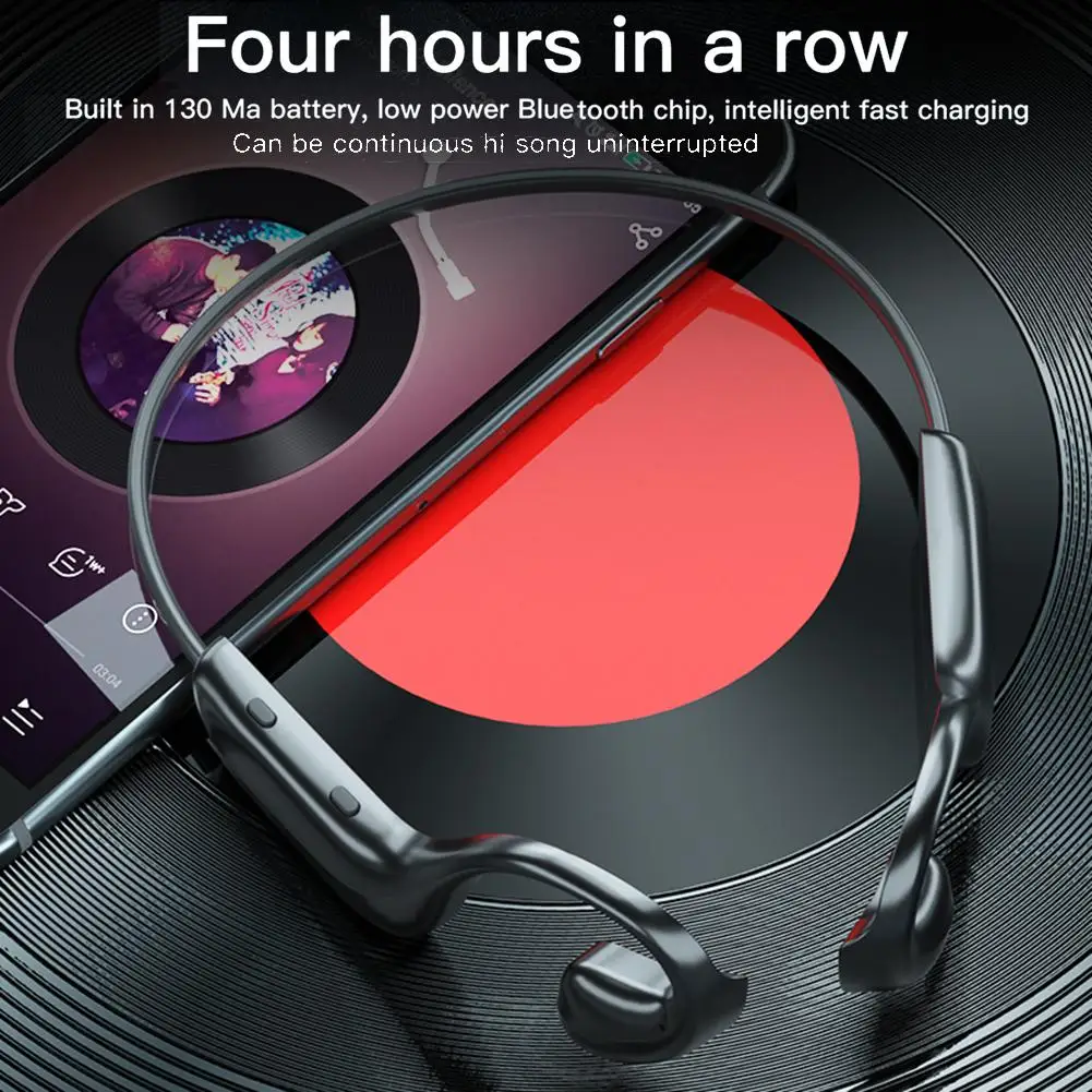 Wireless Bone Conduction Headset Waterproof Bluetooth5.1 Headphone Built-in Dual Noise Cancelling Mic For Cycling Running Gym |