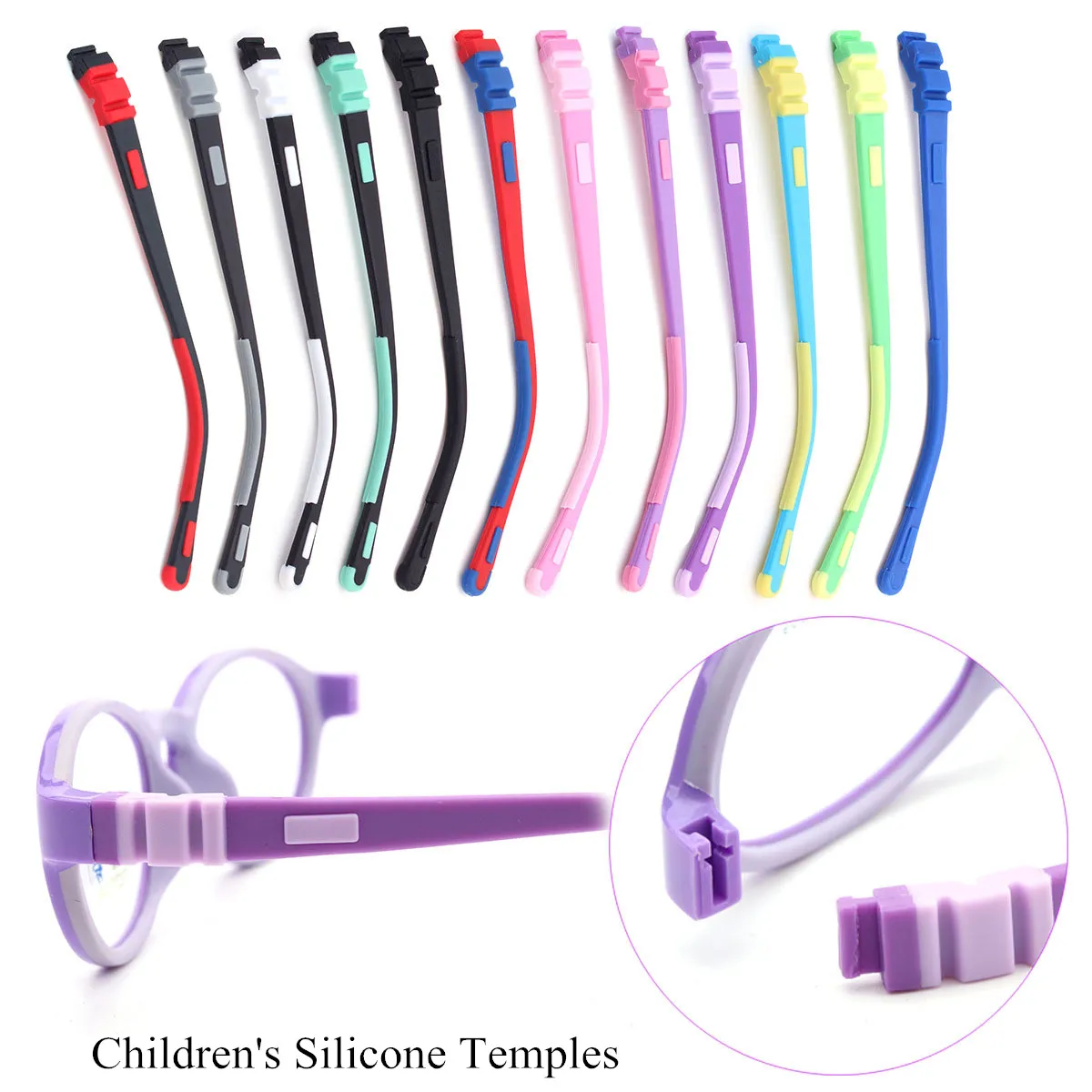 Gafas de silicona para niños, patillas de silicona de colores a presión, varios colores opcionales, accesorios para niños, novedad de 2021