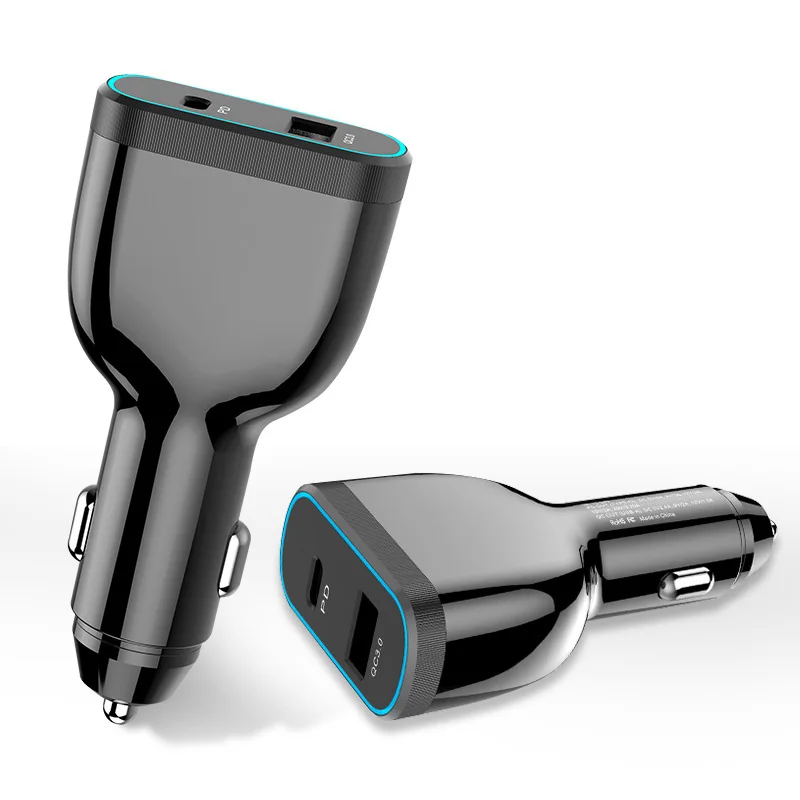 Автомобильное зарядное устройство 78 Вт двойной USB-разъем QC3.0 + Type-c быстрая зарядка