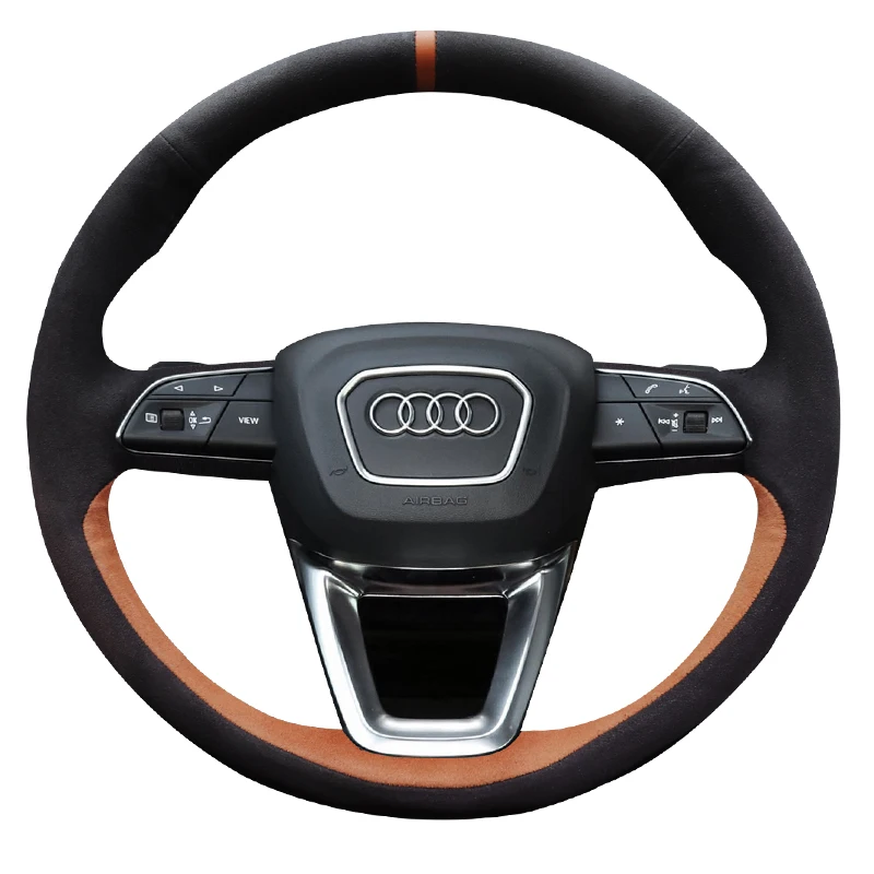 

For Audi A4L A6L A3 Q5L Q3 Q7 A5 A7 S8 TT Luxury Suede Leather Hand Sewn Car Steering Wheel Cover Customize Skidproof Slim DIY