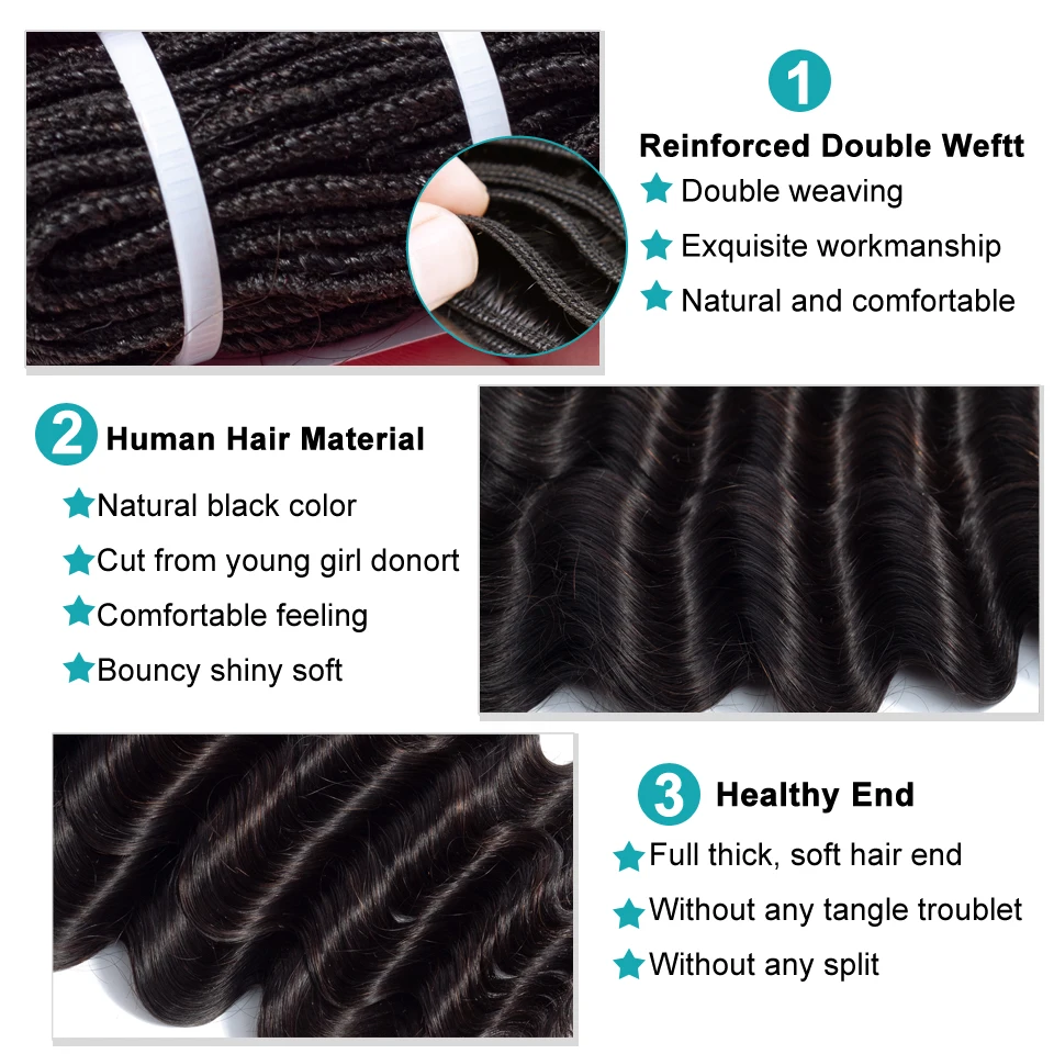 

Brazilian Hair Weave Bundles Loose Deep Wave Bundles Natural Black Non-Remy Human Hair Bundles Wholesale Bundles Bulk Pelos
