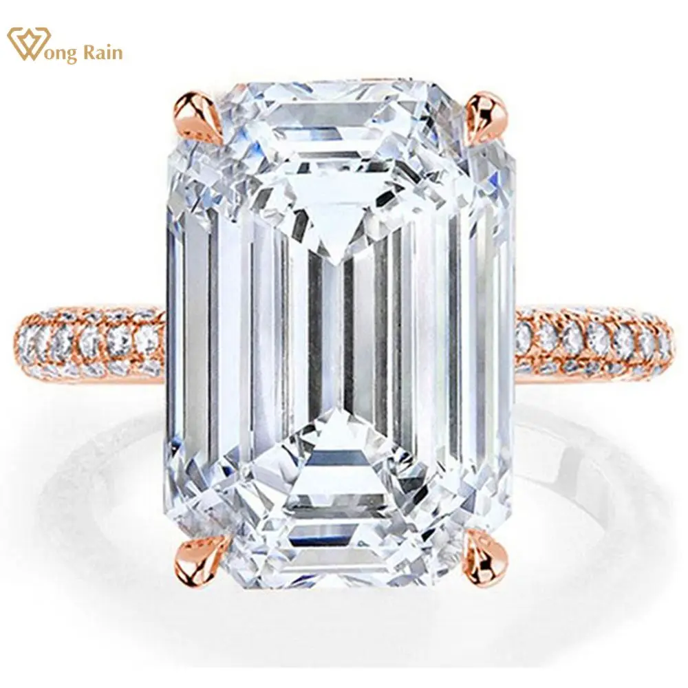 

Wong Rain 100% искусственное серебро 6 карат изумрудная огранка драгоценный камень муассанит обручальное кольцо ювелирные изделия оптовая прода...