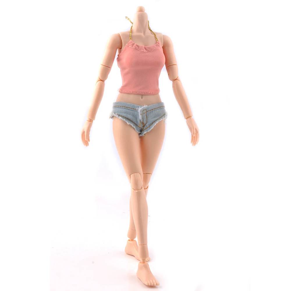 

1:6 Scale Female Body Figure Super Flexible Asian Skin European Tan Color Large/Middle Breast Body With Extra Hands Feet