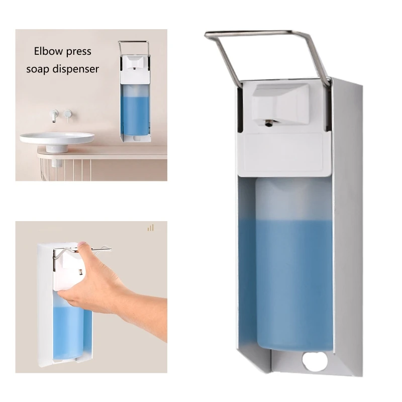 

Wall-mounted Disinfectant Elbow Pressure Manual Soap Dispenser Drip 500ml/1000ml