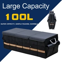 100l car trunk organizer foldable cover heavy duty collapsible car trunk storage box car cargo trunk bag with lid for sedan suv