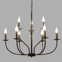american retro9 heads dining room candle chandelier light black classic kitchen bedroom living room pendant lamps