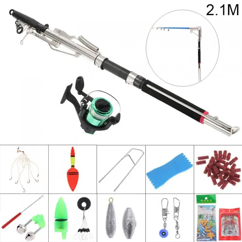 2 1 м Автоматическая удочка Катушка комбо полная Наборы с Рыбалка плавающие