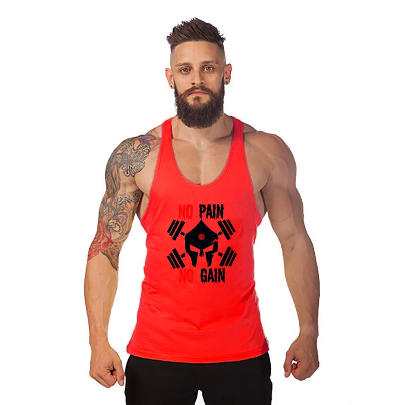 Майка мужская хлопковая без рукавов брендовая одежда для спортзала и