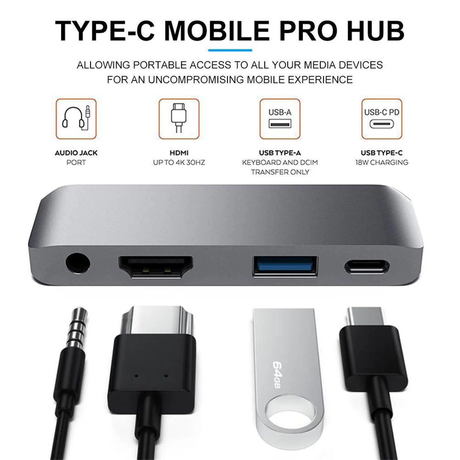 Адаптер RAYROW USB Type-C для мобильного телефона Pro Hub iPad 2018 2020 Air 4 6 в 1 3 5 мм разъем