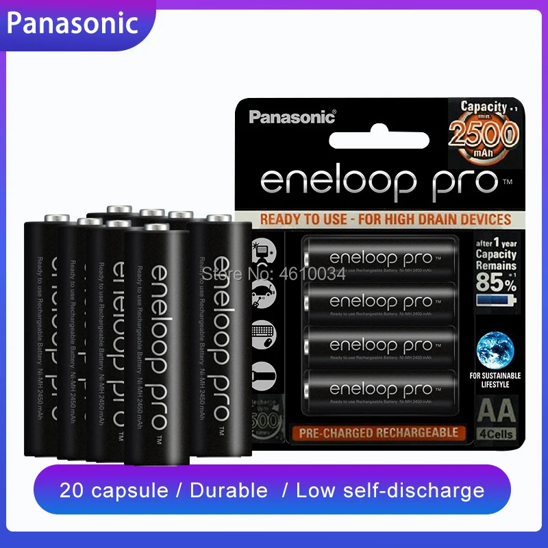 Аккумулятор Panasonic Eneloop Pro AA предварительно заряженные аккумуляторные батареи 20