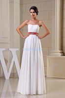 vestido madrinha free shipping modest design hot sale belt beading cheap tube top custom size plus gown long white evening dress