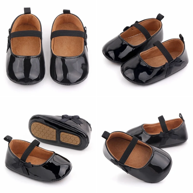 

Baby Girl Solid Princess Shoes Infant Bowknot Soft Soled Sneakers Toddler Anti-slip Walking Shoes