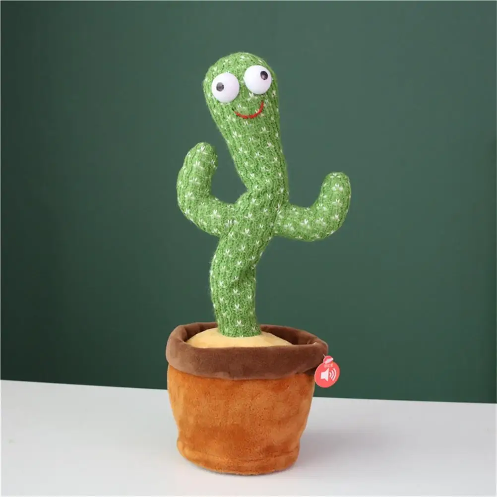Juguete de peluche de Cactus para ni&ntilde;os, juguete educativo de felpa para la primera infancia, con vibraci&oacute;n electr&oacute;nica, para bailar y cantar-0