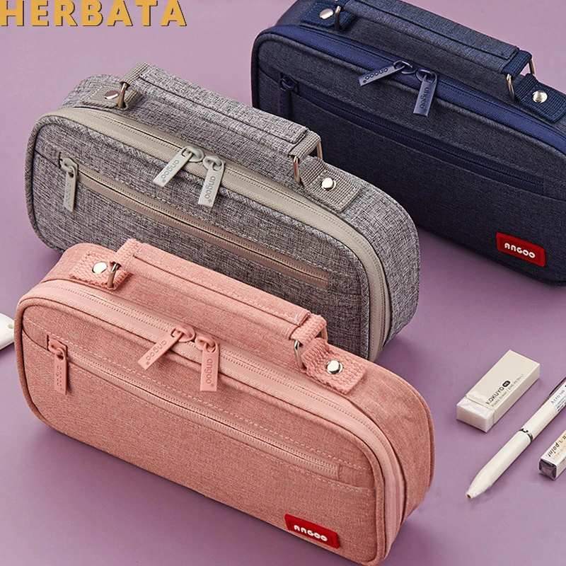 

Canvas Portable Korean Style Waterproof Material Large Capacity Multifunctional Pencil Case Pencil Case For School Fashion