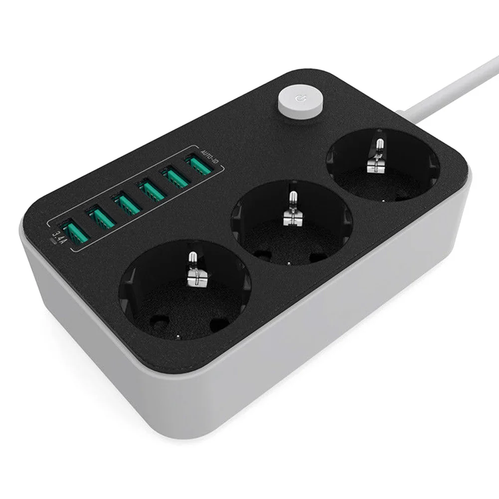 2500W 10A гнездо Зарядное устройство 6 Порты USB универсальная Защита от всплесков