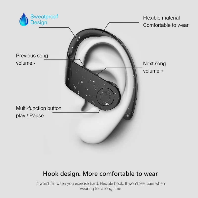 Наушники для бега беспроводные наушники 5 0 Bluetooth TWS стерео наушники-вкладыши со