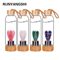 runyangshi natural crystal 3inch angel stone glass water bottel quartz gemstone bamboo glass elixir point hand carved cup wand