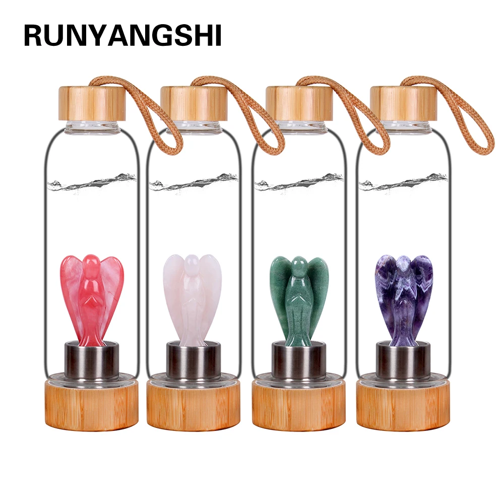 Натуральный кристалл Runyangshi 3 дюйма ангельский камень стеклянная бутылка воды