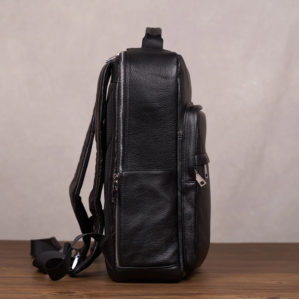 

Casual Men Backpack Genuine Leather Business Multi Usb Charger Back Pack 15 inch Laptop Bag School Bags Male For Teenage NUPUGOO