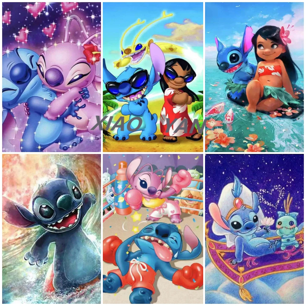 

Полноразмерная/круглая Алмазная картина из мультфильма Disney Лило Стич Нани, Алмазная мозаика, украшение для детской комнаты, ручная работа