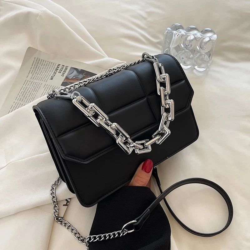 

Simple Solid Color Pu Leather Crossbody Bags for Women Luxury Chain Small Square Ladies Handbags Top Quality Female Shoulder Bag