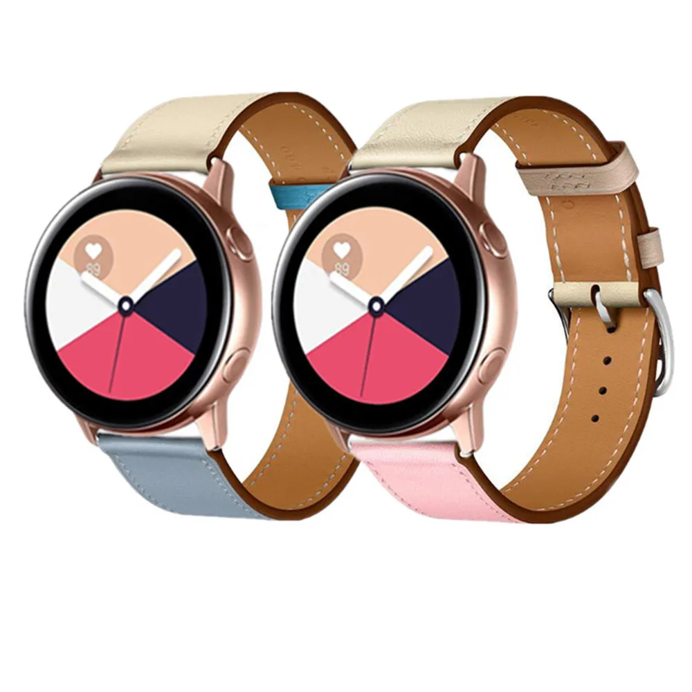 Кожаный ремешок для Samsung gear S3 s2 sport 20 мм 22 мм ремешок для часов huami amazfit bip huawei gt 2 Galaxy Watch Active 42 мм 46 мм