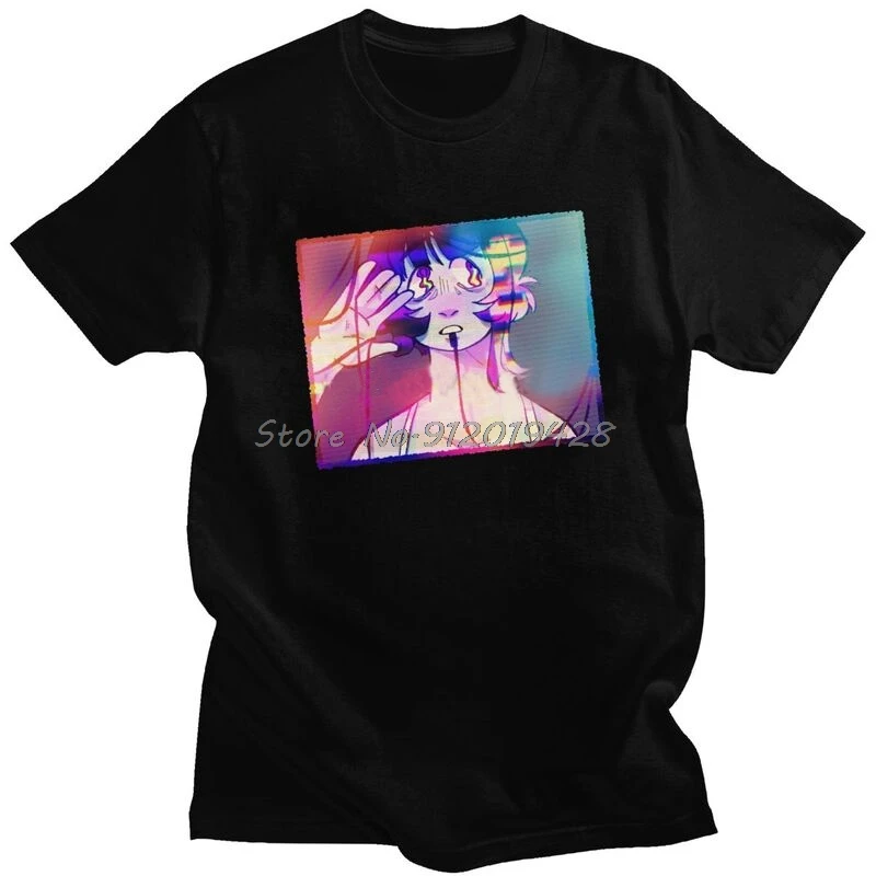 

Serial Experiments Lain Tshirt Men Short Sleeve Streetwear T Shirt Trendy Glitch Aesthetic Manga Anime T-shirts Cotton Tee Gift