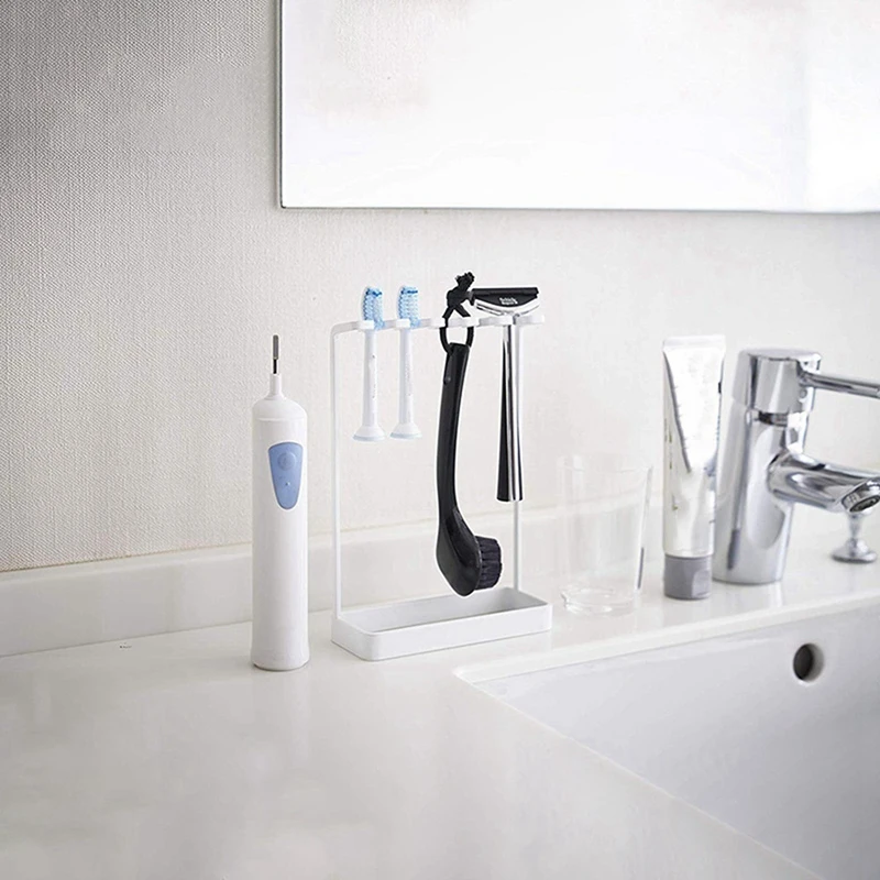 

2 Pcs Simple Curved Toothbrush Storage Rack Electric Toothbrush Razor Storage Rack, White & Black