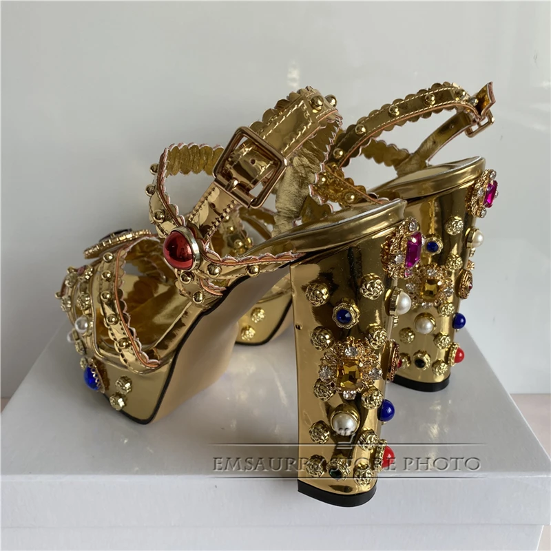 Золотистые босоножки из натуральной кожи с ремешком на щиколотке Женские