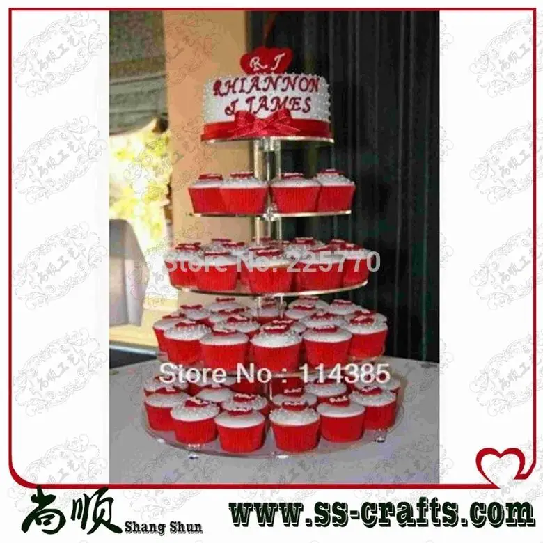 Дешево! Прозрачная 5 уровневая круглая акриловая подставка для капкейков