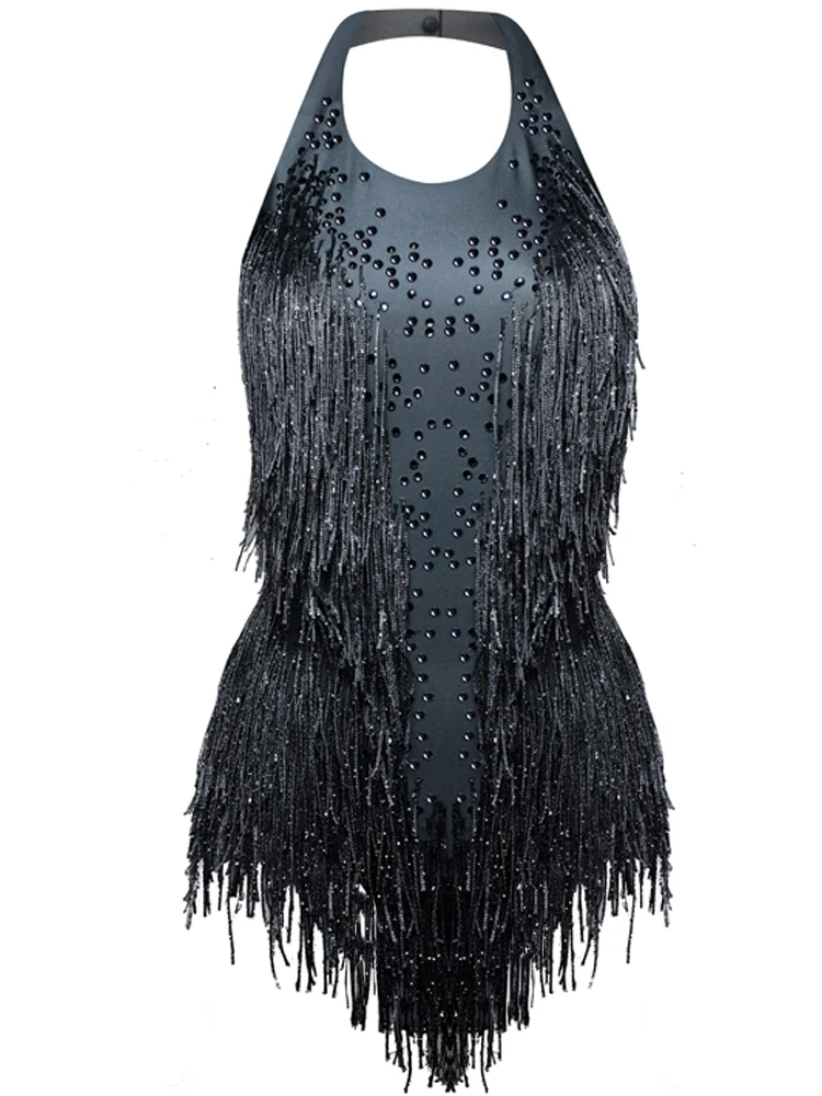 Женское боди с бахромой и блестящими кристаллами | Тематическая одежда униформа