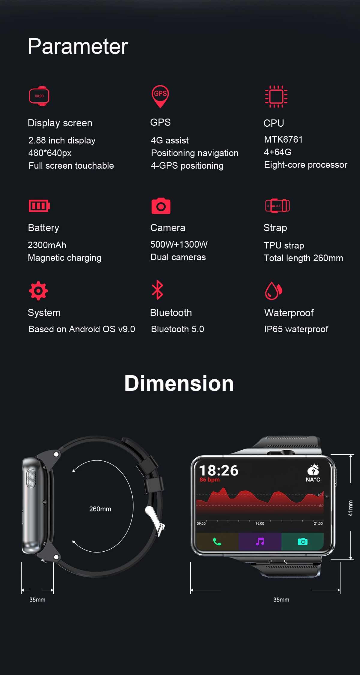Смарт-часы CanMixs мужские 4G GPS Wi-Fi 4 + 64 ГБ Android 9 0 | Электроника