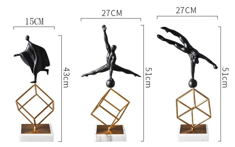 Абстрактная Спортивная Статуэтка из черной смолы с героями гимнастики фигурка