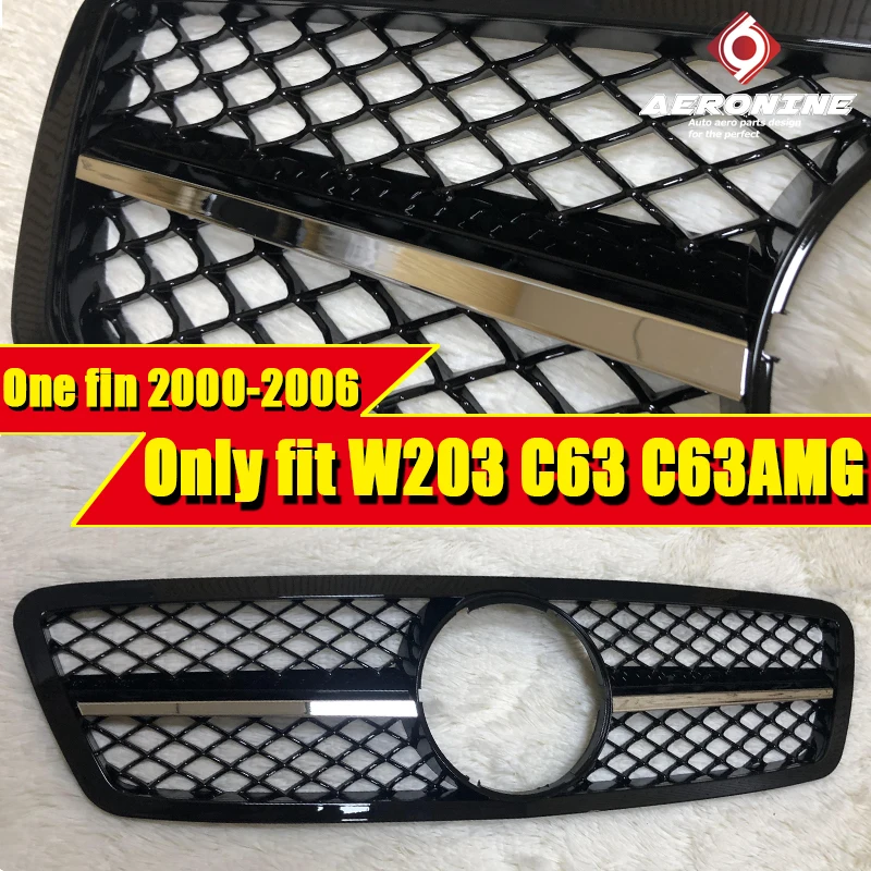 Для Mercedes C203 W203 C класс Спорт Передняя решетка гриль грили C63 стиль гальванизирует один плавник прямой 1:1 замена 2000-06